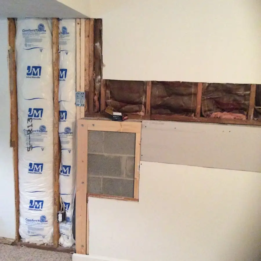 Wall insulation replacement during Basement Flood Cleanup in Avon